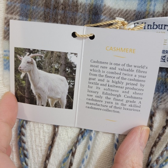 Edinburgh Cashmere NEW  Kids Scarf Stewart Muted Blue Tartan Plaid 100% Cashmere - Picture 4 of 9